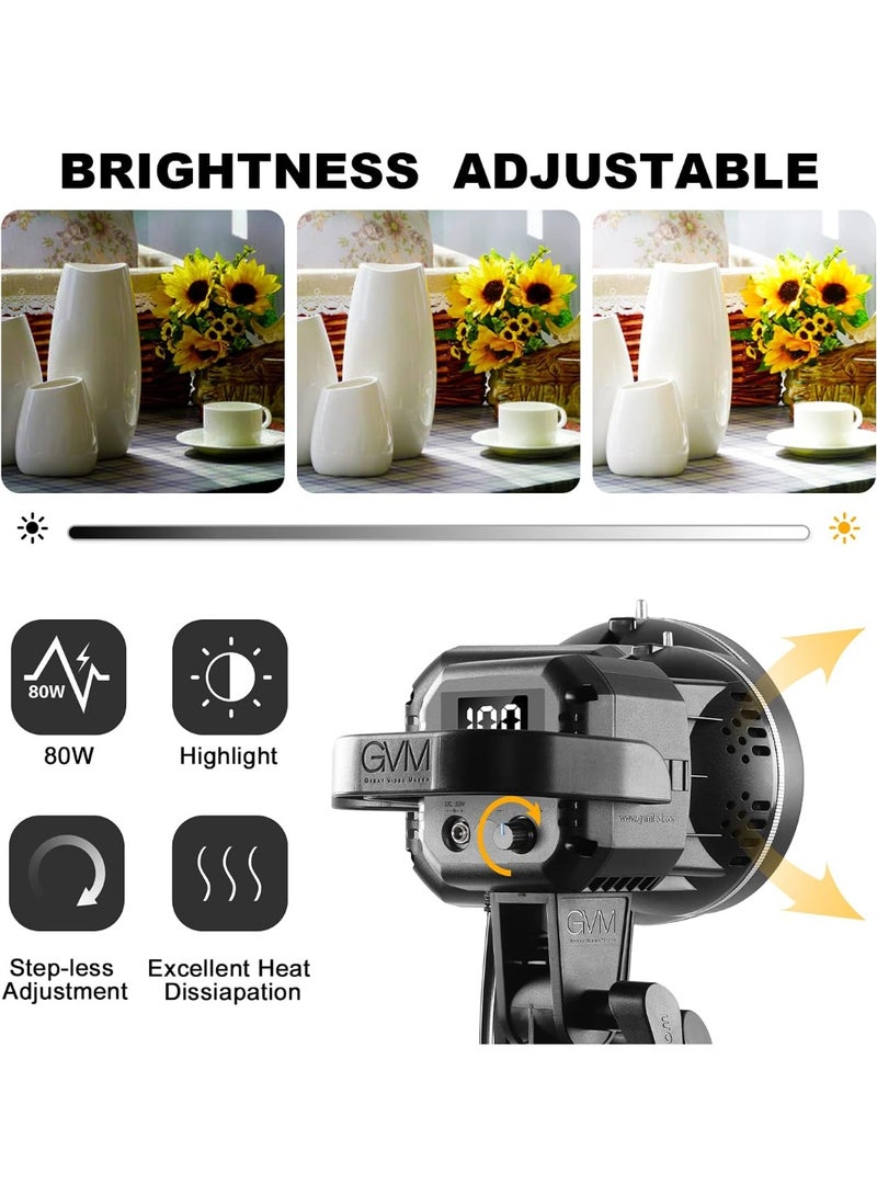 GVM P80S / P80S II LED Video Light – Bi-Color & RGB Lighting, 3200K–5600K Adjustable, CRI 97+, Portable Studio Light for Photography & Video - Image 3