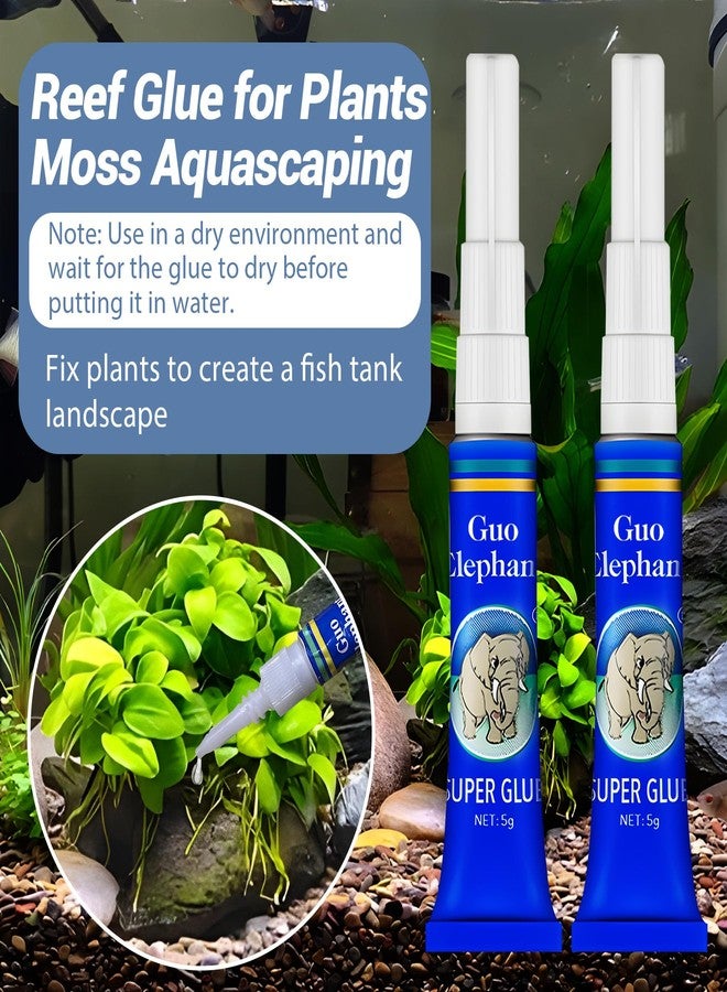 1DFAUL Aquarium Glue Fish Safety, 2Pcs Coral Reef Glue for Plants Moss, Coral, Stone, Wood Aquascaping, Quick Drying (2) - Image 2