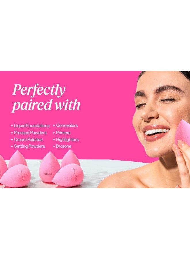 Fresh Up ™ - Original-Pink - Beauty-Blender - Makeup-Sponge - Super-Soft - Foundation-Sponge, Powders, Blush Creams, Reusable, Washable, Streak Free Application, Vegan, Latex Free (Pack Of 1) - Image 4