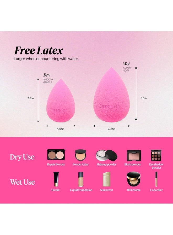 Fresh Up ™ - Original-Pink - Beauty-Blender - Makeup-Sponge - Super-Soft - Foundation-Sponge, Powders, Blush Creams, Reusable, Washable, Streak Free Application, Vegan, Latex Free (Pack Of 1) - Image 3