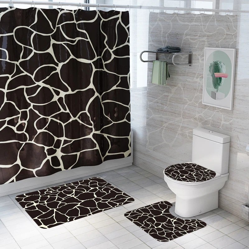 Bluejw Eco-Friendly Modern Polyester Marble 3D Printed Shower Curtain Set Waterproof Bathroom Accessories with Rug - Image 4