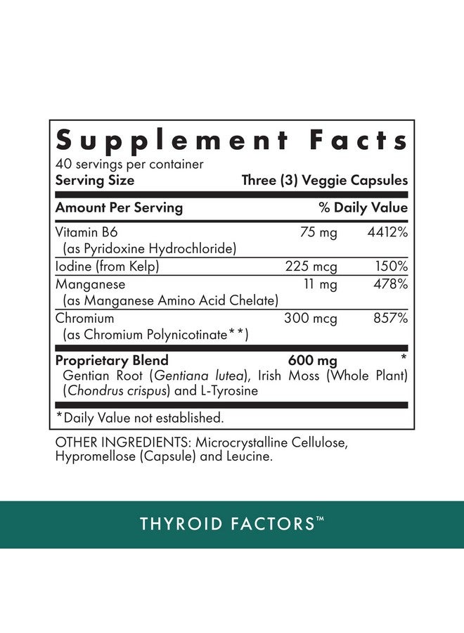 MICHAEL'S Health Naturopathic Programs Thyroid Factors - 120 Vegan Capsules - Nutrients for Production of Thyroid Hormones - Kosher - 40 Servings - Image 2