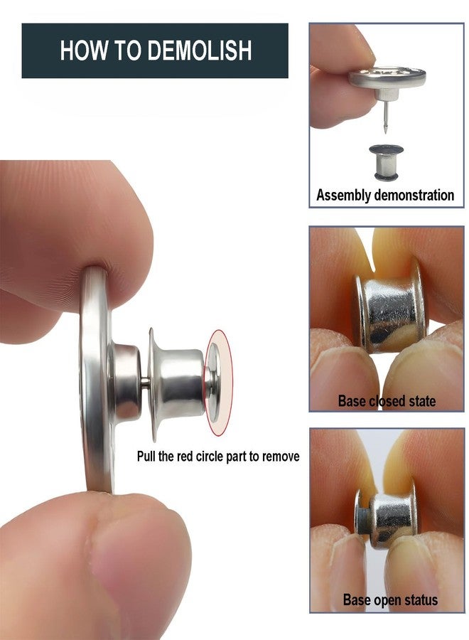 ZENGLU 8 Sets Jean Buttons pins No Sew Instant 17mm Replacement Button Adjustable Pants Buttons Kit - Image 3
