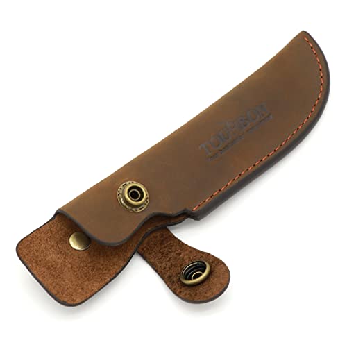 TOURBON Brown Leather Fixed Blade Knife Sheath with Snap Closure - Image 4