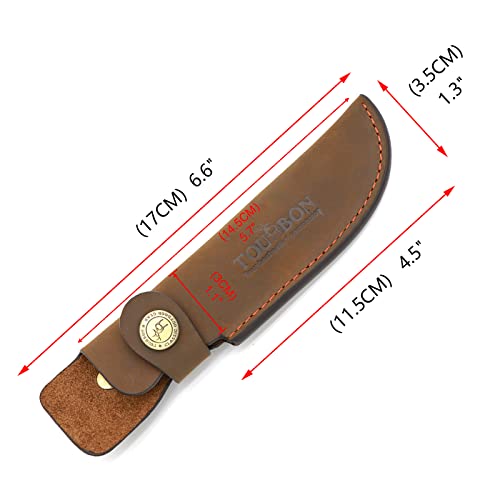 TOURBON Brown Leather Fixed Blade Knife Sheath with Snap Closure - Image 3