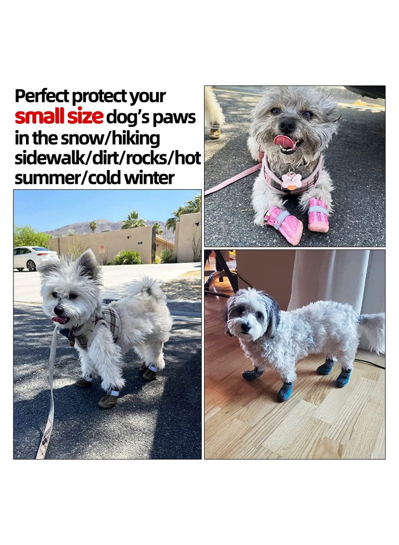 Anti-Slip Waterproof Dog Shoes 4 Pcs Size 2 Breathable Booties with Reflective Strap for Small Dogs Perfect for Hot Pavements and Snowy Weather - Image 1
