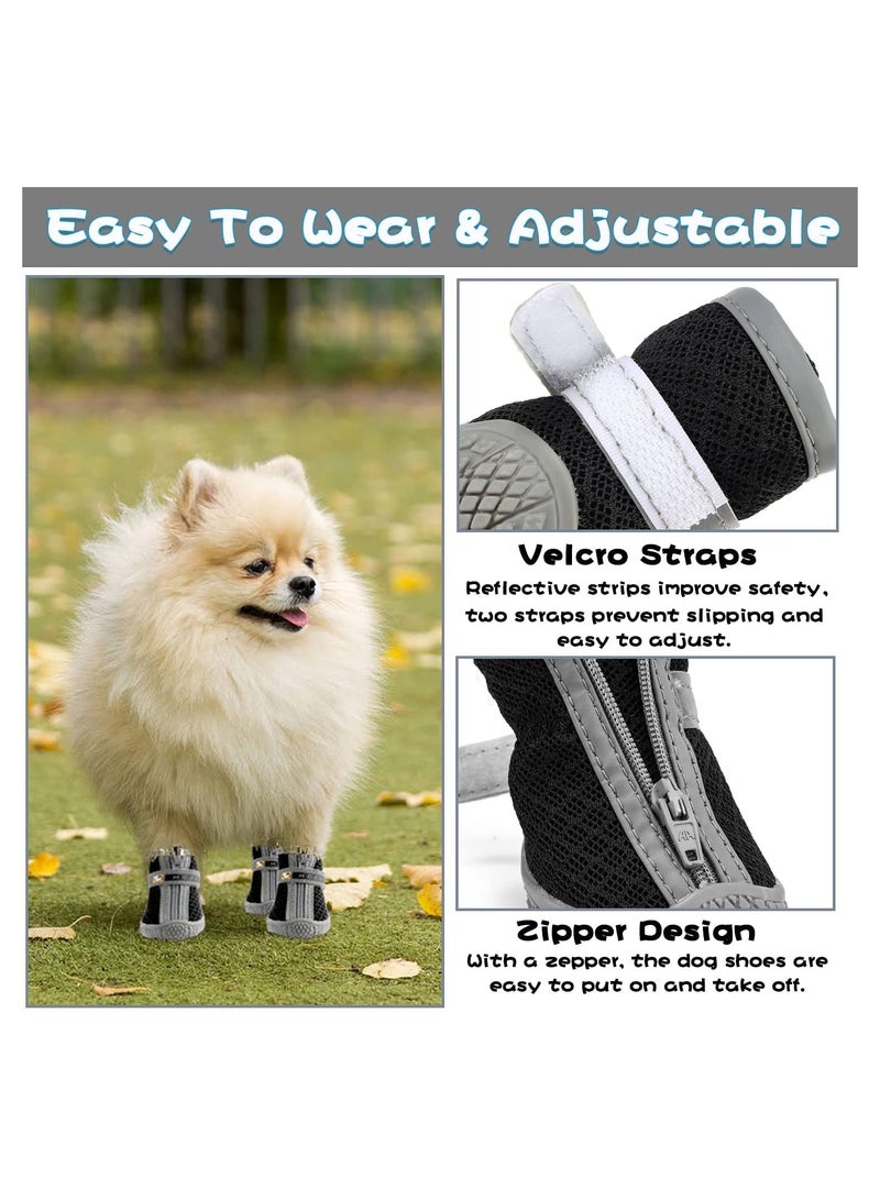 Anti-Slip Waterproof Dog Shoes 4 Pcs Size 2 Breathable Booties with Reflective Strap for Small Dogs Perfect for Hot Pavements and Snowy Weather - Image 5