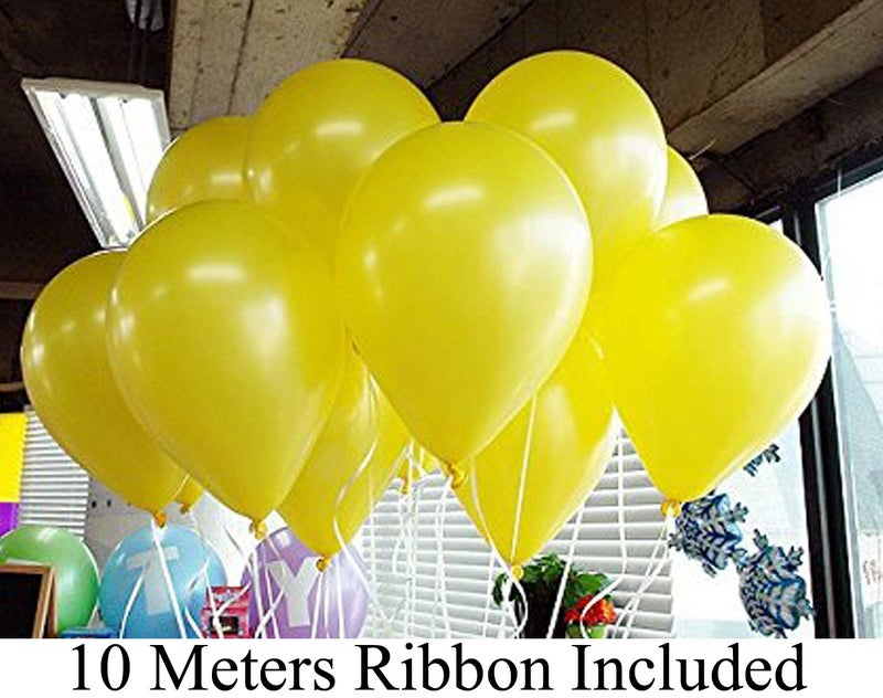 AMFIN AMFIN® (Pack of 25) 10 inch Metallic Balloons Yellow for Birthday Decoration, Decoration for Weddings, Engagement, Anniversary - Yellow  - Image 2