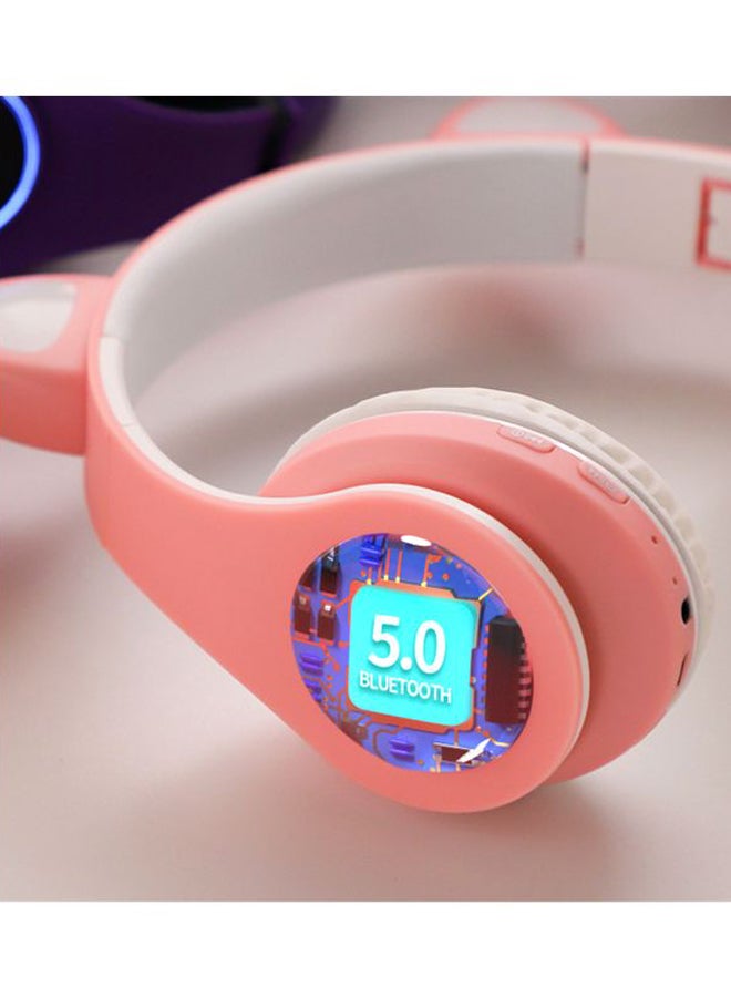 Cat Ear Bluetooth Luminous Headphones Pink/Black/White - Image 3