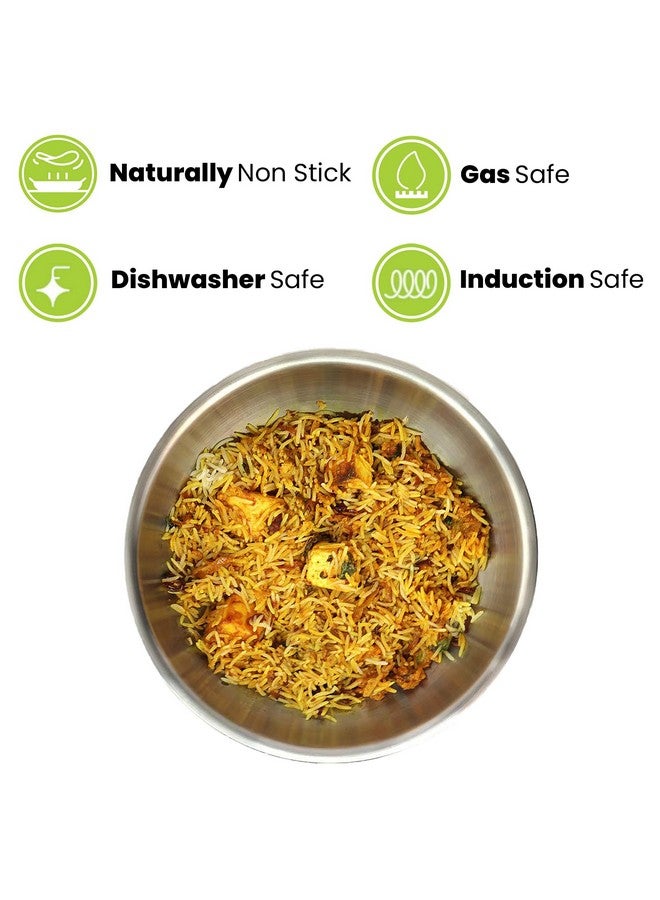 Allo Triply Stainless Steel Tasla|Ideal Tasla for Curry/Stir-Fry/Deep-Fry/DryVeg/Sauté Induction Friendly, Heavy Base Kadhai Naturally Non-Stick | 10 Years Warranty 32cm, 6.8 litres - Image 3