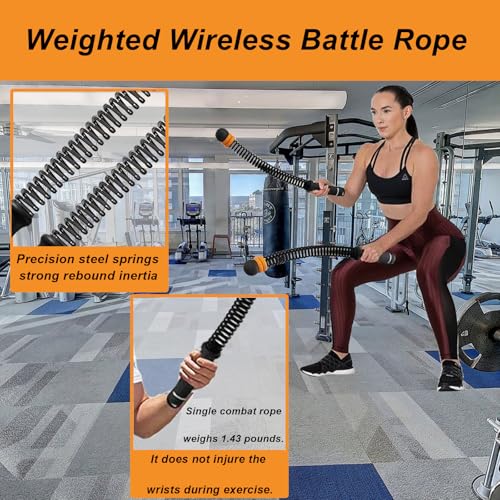 LUNZISIT Weighted Ropeless Battle Ropes (2-Pack),Portable Cordless Battle Ropes for Home Gym,arm Exerciser Rope,Workout Rope for Strength Building,Low-Impact Aerobic Training and HIIT for Fitness Enthusiasts. - Image 3
