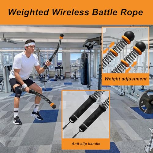 LUNZISIT Weighted Ropeless Battle Ropes (2-Pack),Portable Cordless Battle Ropes for Home Gym,arm Exerciser Rope,Workout Rope for Strength Building,Low-Impact Aerobic Training and HIIT for Fitness Enthusiasts. - Image 2