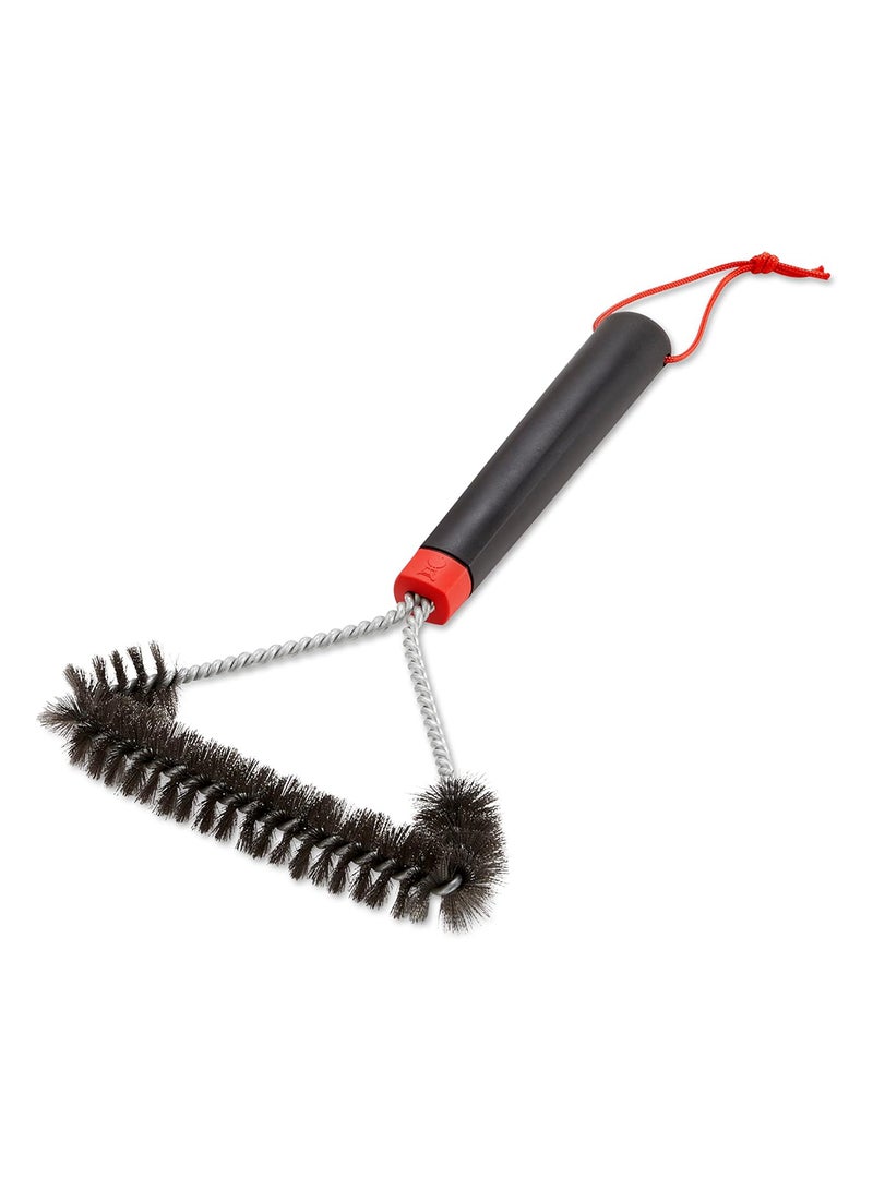 Weber Grill Brush - Three-Sided Short, 30cm long, perfect all-rounder, with non-slip comfort grip, durable & rustproof stainless steel bristles, suitable for all types of grills - Black (6277) - Image 1