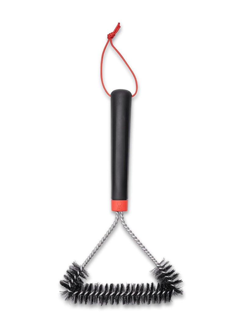 Weber Grill Brush - Three-Sided Short, 30cm long, perfect all-rounder, with non-slip comfort grip, durable & rustproof stainless steel bristles, suitable for all types of grills - Black (6277) - Image 2