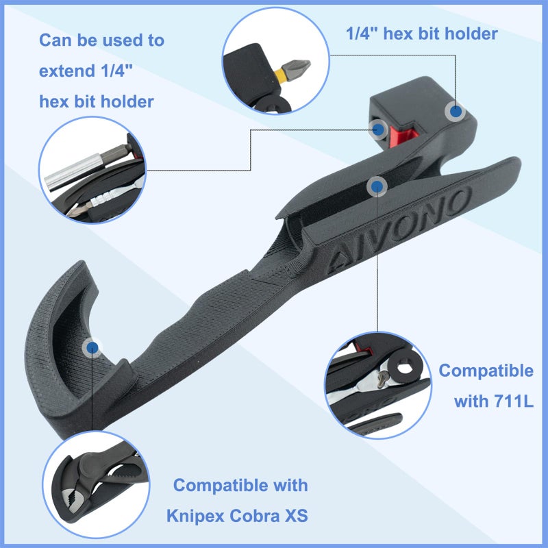 AIVONO Plier Organizer Compatible with knipex Pliers and mini Ratchet, 2 Magnetic Tray for Screwdriver Bits with Back Clip, 3-in-1 Multi-Function Pliers Case - Ideal Tool Storage Method - Image 2