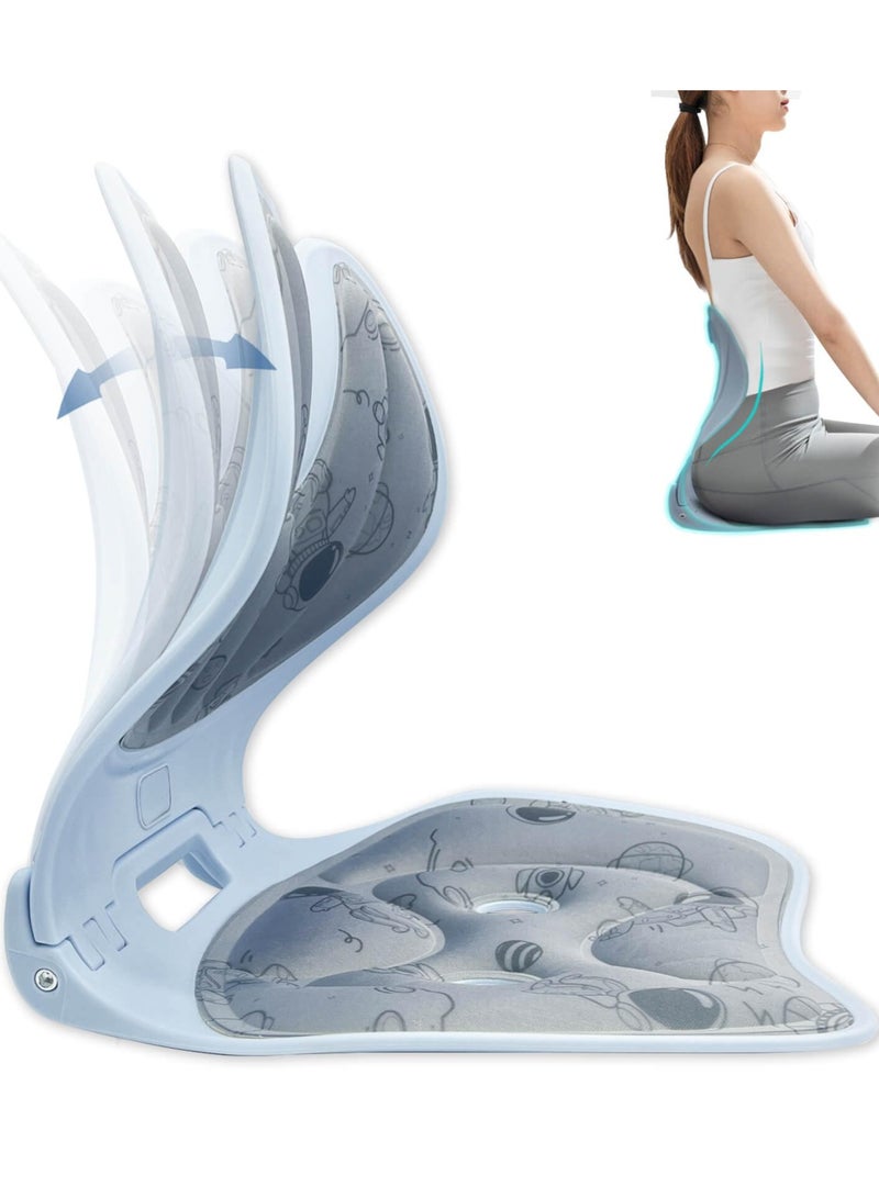 Barakah وسادة دعم القطن القطني، مصحح وضعية قابل للطي، دعم ظهر مريح لمقعد المكتب، تخفيف آلام الظهر، جهاز فك الضغط الفقري لمقعد المكتب، السرير، والأرض (رمادي) - Image 1