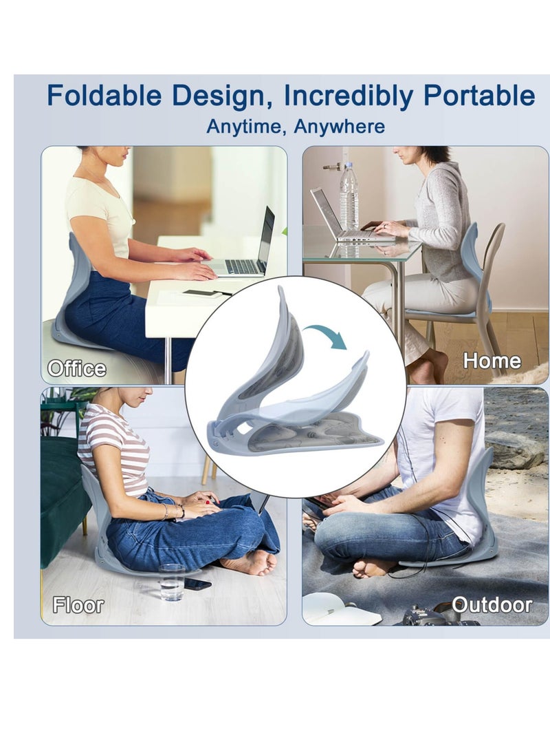 Barakah وسادة دعم القطن القطني، مصحح وضعية قابل للطي، دعم ظهر مريح لمقعد المكتب، تخفيف آلام الظهر، جهاز فك الضغط الفقري لمقعد المكتب، السرير، والأرض (رمادي) - Image 3