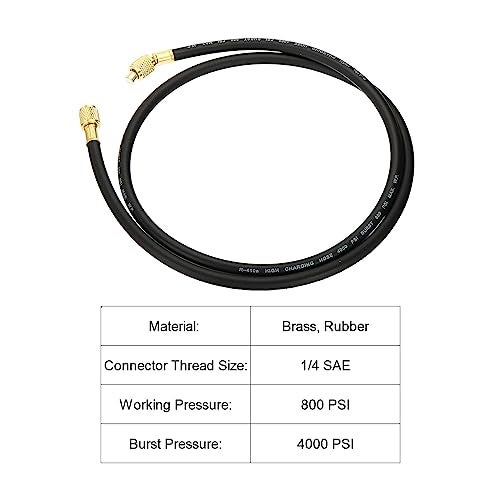 PATIKIL 1/4 SAE Refrigerant Charging Hose, 4.9ft 800 PSI 4000 PSI Manifold Gauge Hose for Air Conditioner HVAC Refrigeration, Black - Image 3
