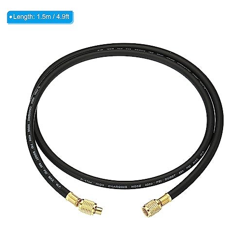 PATIKIL 1/4 SAE Refrigerant Charging Hose, 4.9ft 800 PSI 4000 PSI Manifold Gauge Hose for Air Conditioner HVAC Refrigeration, Black - Image 2