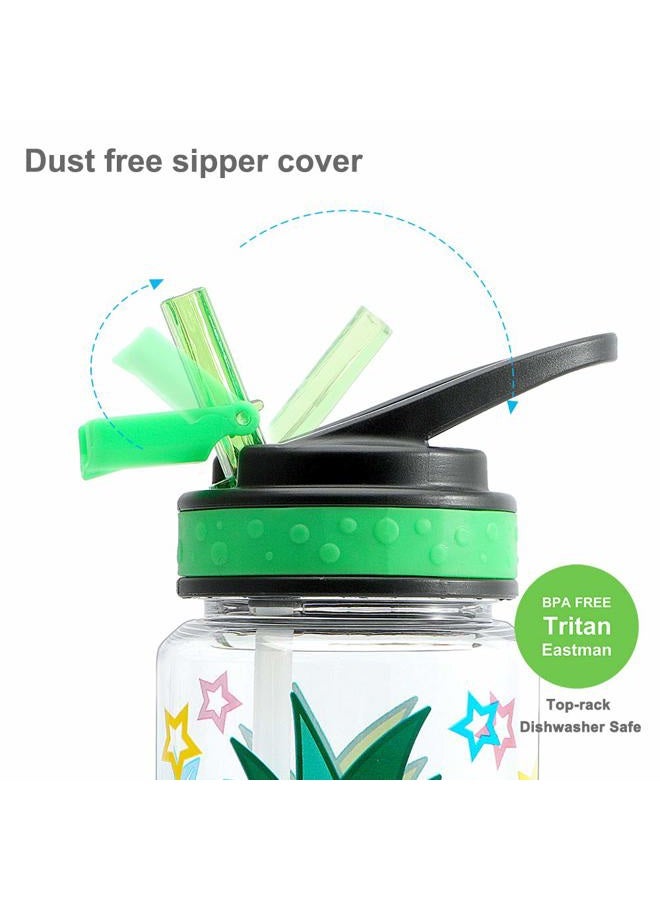 Home Tune HomTune Cute Water Bottle with Straw for School Kids Girls, BPA FREE Tritan & Leak Proof & Easy Clean & Carry Handle, 23oz/ 680ml - Pineapple - Image 3