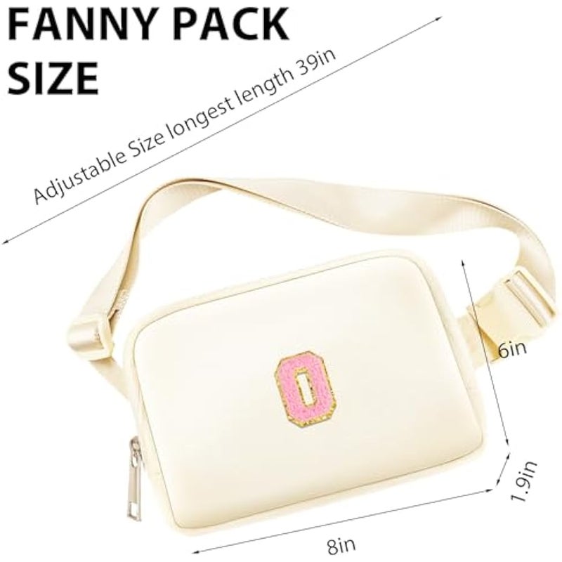 Fanny Pack Belt Bag for Women Girls Small Crossbody Bag with Initial Letter Cute Preppy Waist Packs Trendy Travel Accessories Personalized  Birthday Gifts for Running Hiking Beige O - Image 3