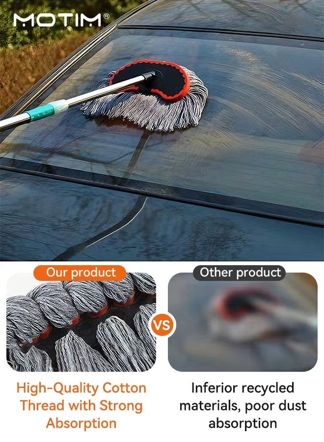 Motim 8 PCS Car Wash Kit, Car Wash Tool Cleaning Kit with Storage Bag,  Collapsible Bucket, Sponge, Towels, Long Handle Brush, Tire Brush, Window Scraper, Duster Brushes, Vehicle Washing Set - Image 4