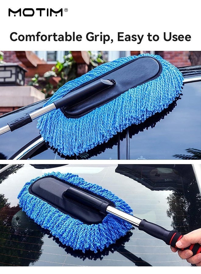 Motim 8 PCS Car Wash Kit, Car Wash Tool Cleaning Kit with Storage Bag,  Collapsible Bucket, Sponge, Towels, Long Handle Brush, Tire Brush, Window Scraper, Duster Brushes, Vehicle Washing Set - Image 5