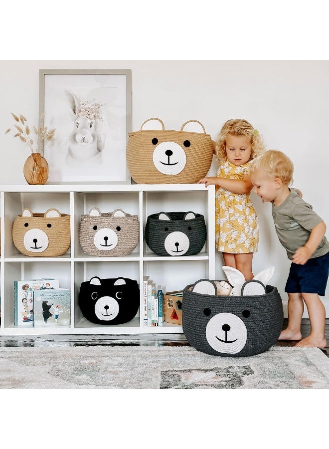 CherryNow Cotton Rope Basket Baby Basket for Nursery, Bear Gift Basket for Kids, Empty Baby Shower Basket with Handles, Small Cute Animal Basket, Light Brown, 10.5"D x 8.5"H - Image 3