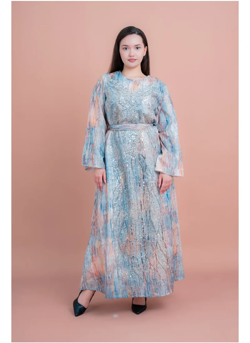 IKKXA Radiant Embroidery Jalabiya IK4016 Orange