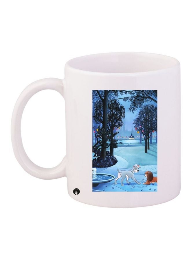 RYN Nature Printed Coffee Mug White/Blue 11ounce