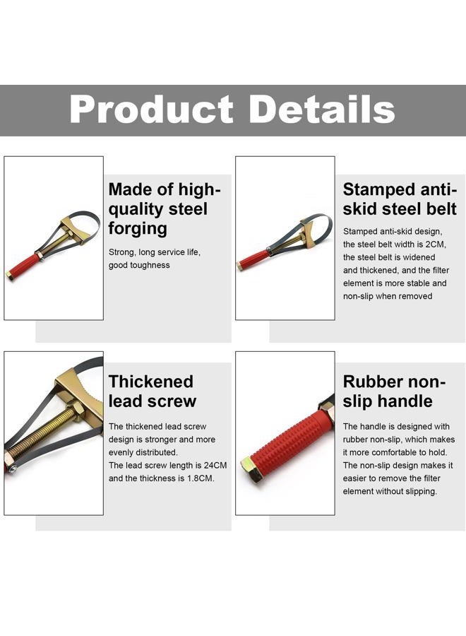 FullMayPro Oil Filter Wrench Removal Tool,Heavy Duty Adjustable Strap 9-15 CM Diameter,Adjustable Oil Filter Removal Tool for Larger Vehicles,Large Truck/Large Tractor/Excavators etc - Image 3