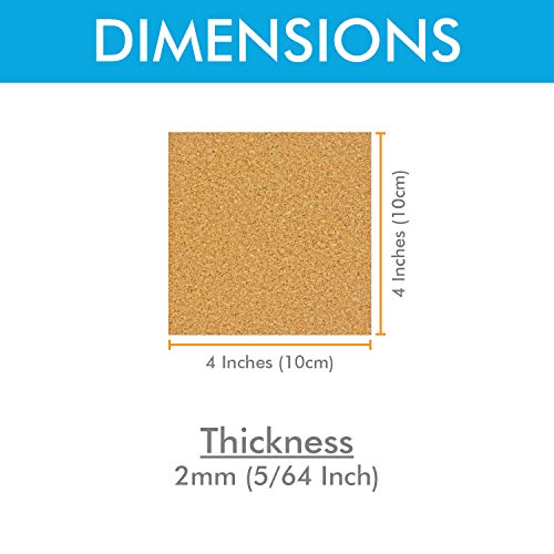 Millennial Essentials 25 Pack Self-Adhesive Cork Squares 4 x 4 Inches Cork Tiles Backing Sheets for Coasters and DIY Crafts - Image 3