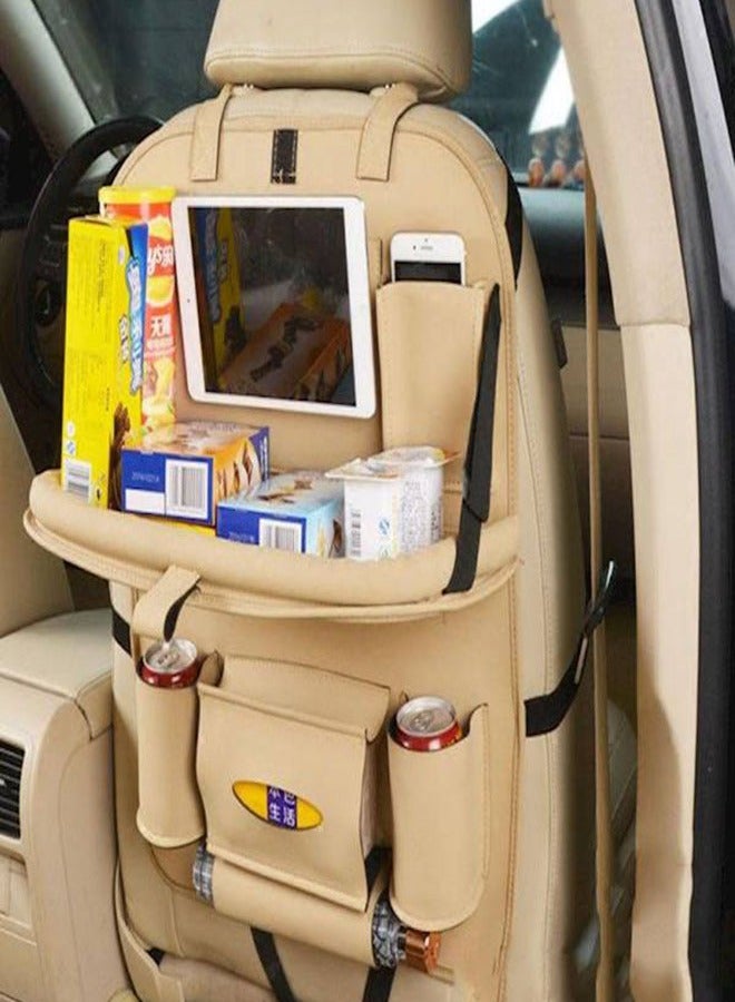 منظم مقعد السيارة الخلفي مع جيوب تخزين وسادات واقية قابلة للطي لحماية ظهر المقعد للألعاب والمشروبات والمناديل والوجبات الخفيفة ملحقات السيارة - Image 1