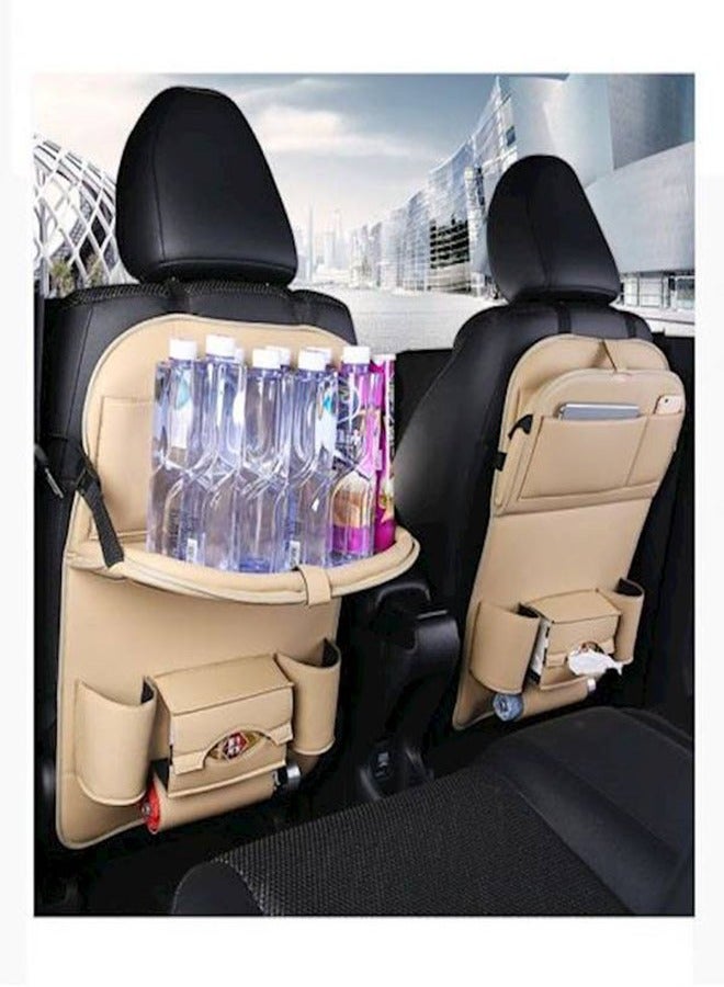 منظم مقعد السيارة الخلفي مع جيوب تخزين وسادات واقية قابلة للطي لحماية ظهر المقعد للألعاب والمشروبات والمناديل والوجبات الخفيفة ملحقات السيارة - Image 3
