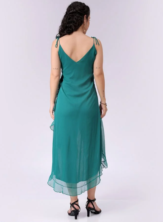 مرفوعة Women A-Line Casual Solid Asymmetric Dress