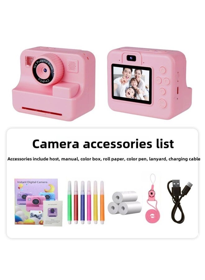 Generic Portable Portable Camera Children's Educational Printing Camera HD Digital Portable Camera-Color:H11 Pink High Definition Large Screen (can Be Printed)  - Image 1