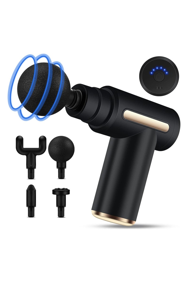 Uplayteck Mini Massage Gun, Muscle Massager, Portable, 35 dB, Ultra Quiet with 6 Speeds, 4 Massage Heads, USB C Charging Port, Massage Gun, Hand Massager for Leg, Neck, Shoulder - Image 1