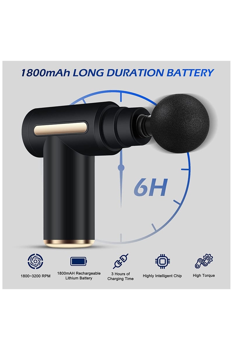 Uplayteck Mini Massage Gun, Muscle Massager, Portable, 35 dB, Ultra Quiet with 6 Speeds, 4 Massage Heads, USB C Charging Port, Massage Gun, Hand Massager for Leg, Neck, Shoulder - Image 2