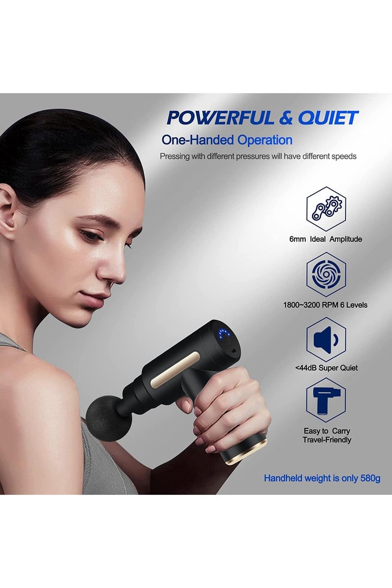Uplayteck Mini Massage Gun, Muscle Massager, Portable, 35 dB, Ultra Quiet with 6 Speeds, 4 Massage Heads, USB C Charging Port, Massage Gun, Hand Massager for Leg, Neck, Shoulder - Image 5