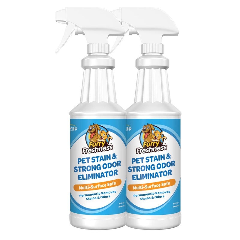 FurryFreshness Extra Strength Cat or Dog Pee Stain & Permanent Odor Remover + Smell Eliminator -Removes Stains From Pets & Kids Including Urine or Blood- Lifts Old Carpet Stains- (2 Pack) - Image 1