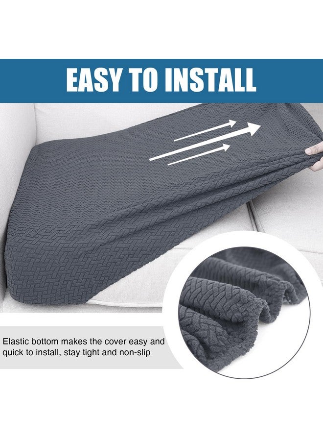 Smiry Waterproof Couch Cushion Covers, Stretch Jacquard Thick Sofa Cushion Covers, Washable Seat Slipcover Elastic Furniture Protector for Pets, Kid (3PC, Grey) - Image 3