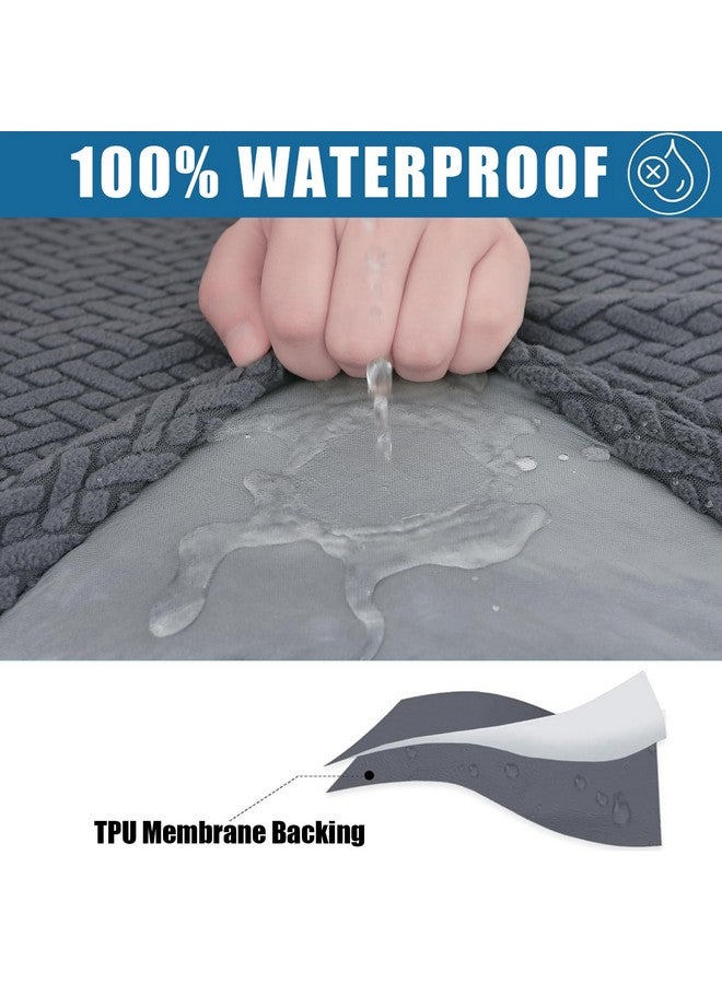 Smiry Waterproof Couch Cushion Covers, Stretch Jacquard Thick Sofa Cushion Covers, Washable Seat Slipcover Elastic Furniture Protector for Pets, Kid (3PC, Grey) - Image 1