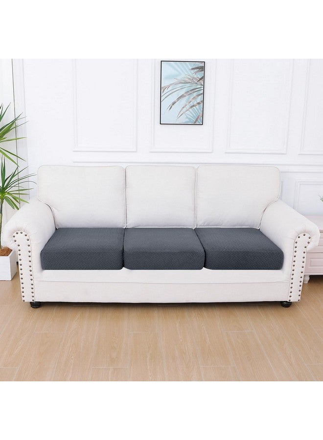 Smiry Waterproof Couch Cushion Covers, Stretch Jacquard Thick Sofa Cushion Covers, Washable Seat Slipcover Elastic Furniture Protector for Pets, Kid (3PC, Grey) - Image 4