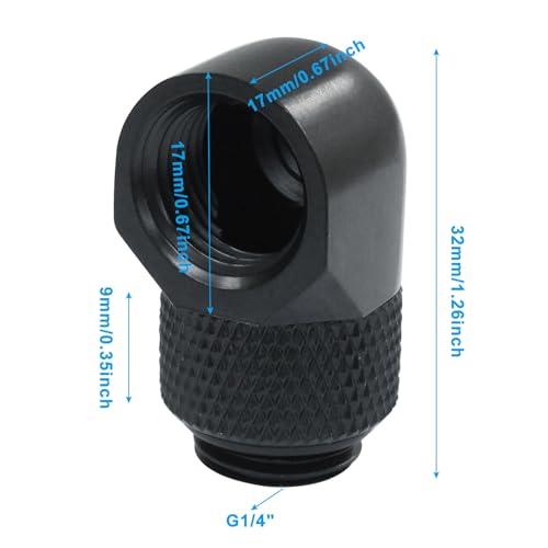 PHITUODA 6 Pack G1/4" Male to Female Extender Fitting, 90° Rotary Elbow Fitting Adapter Connector Water Cooling Fittings for Compter Water Cooling System, Black - Image 3