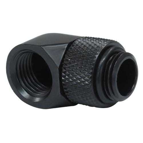 PHITUODA 6 Pack G1/4" Male to Female Extender Fitting, 90° Rotary Elbow Fitting Adapter Connector Water Cooling Fittings for Compter Water Cooling System, Black - Image 2