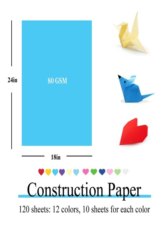 WAUPPY Large Construction Paper Assorted for Art Supplies 17.3”x23.4” Colored Craft Paper for Drawing DIY Art Project 120 Sheets - Image 2