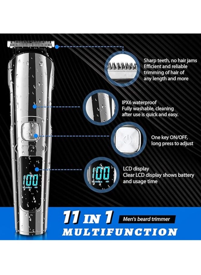 general Professional Hair Trimmer 11-in-1 Beard Trimmer u0026 Hair Trimmer with Length Setting, Hair Trimmer, Rechargeable, LED Display, Gift for Face, Head, Body Hair Men - Image 2