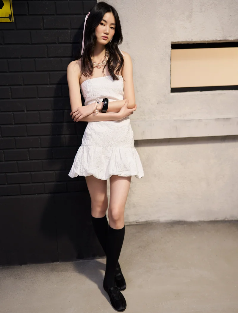كوتون Mini Strapless Dress