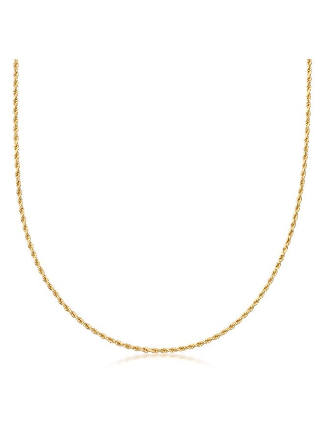 Barzel 18K Gold Plated Rope Chain Necklace - Made In Brazil, 18 Inches, Brass, No Gemstone - Image 1