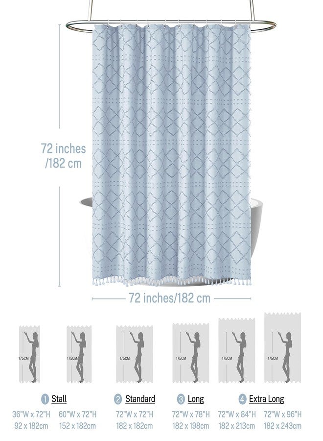 Siiluminisoy Fog Blue Boho Shower Curtain, 72 x 72 Tufted Chevron Textured Striped Modern Farmhouse Minimalist Cloth Shower Curtain for Bathroom - Image 5